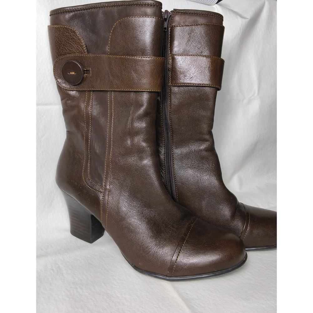 Børn Crown Pratt Brown Leather Heeled Mid-Calf Boots With Box & Dust Cover Sz 10